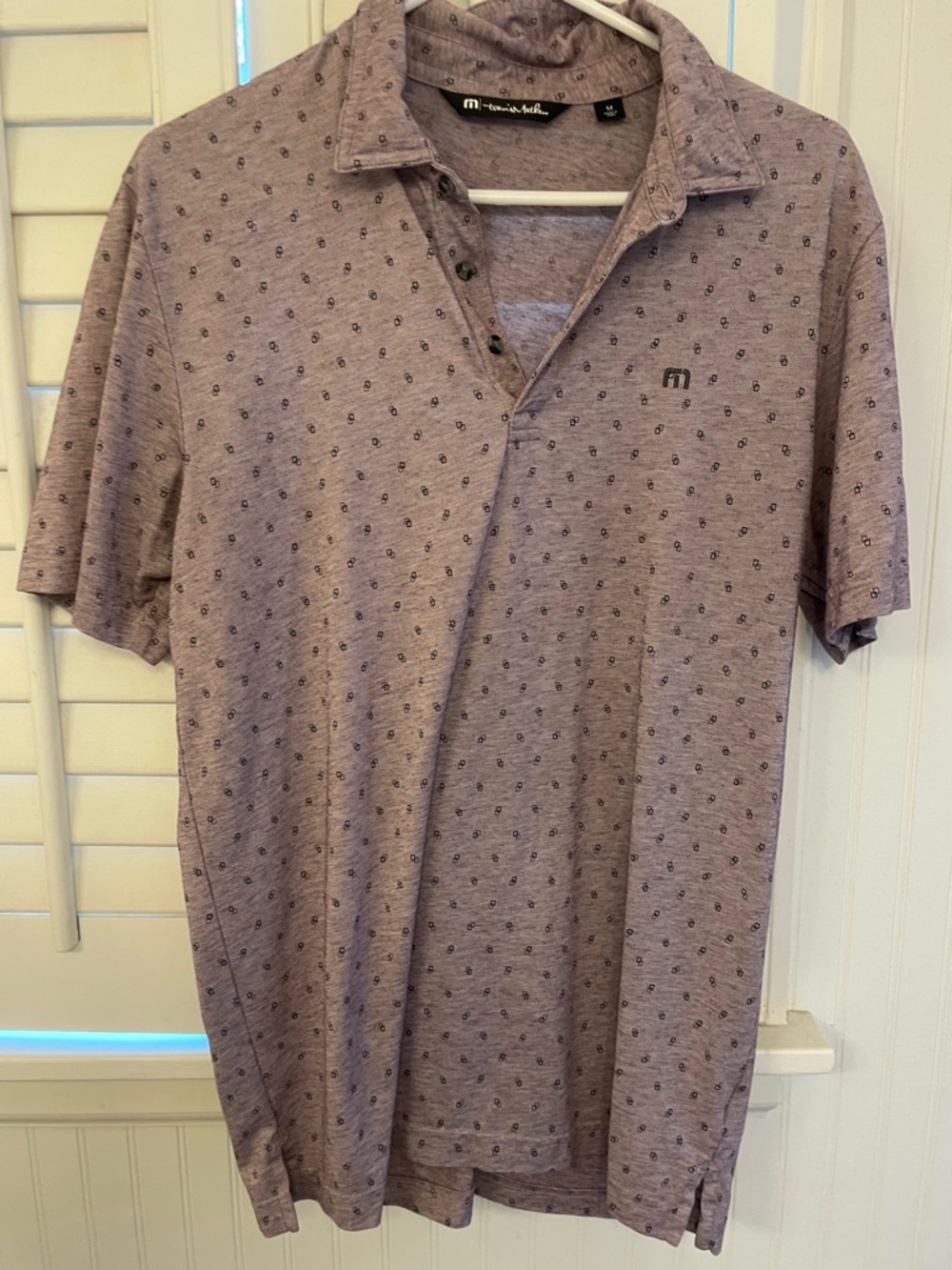 Travis Mathew Men's Mauve Heather Polo with Micro Print